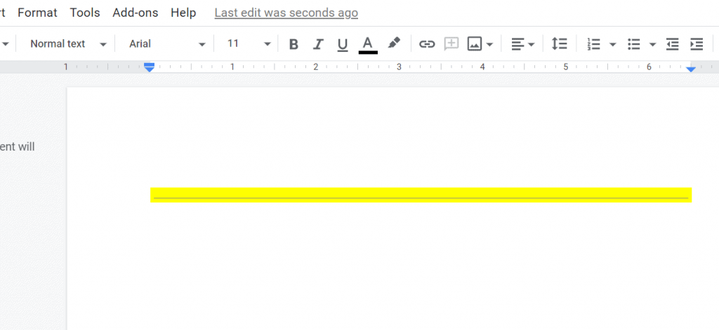 Yello Line Horizontal Google Doc