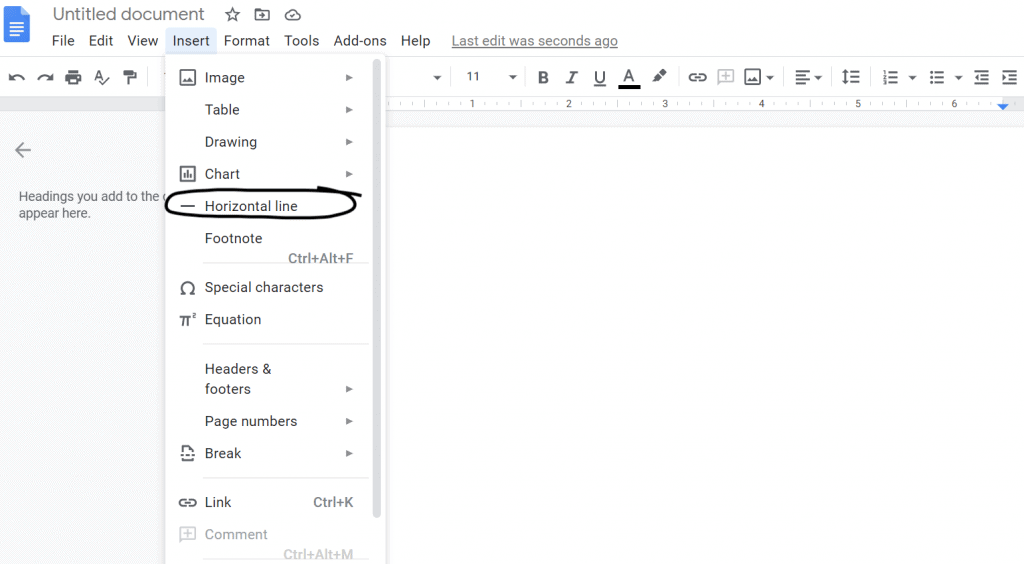 how to make a line in google docs for resume