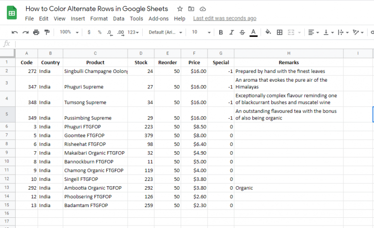 How to color alternate rows in Google Sheets - OfficeBeginner