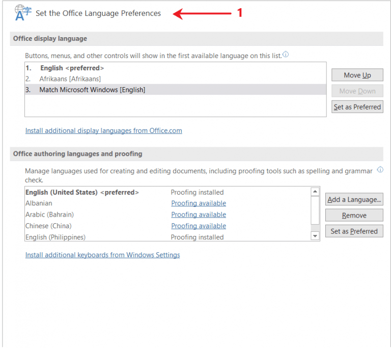 How to change the language in MS Word - OfficeBeginner