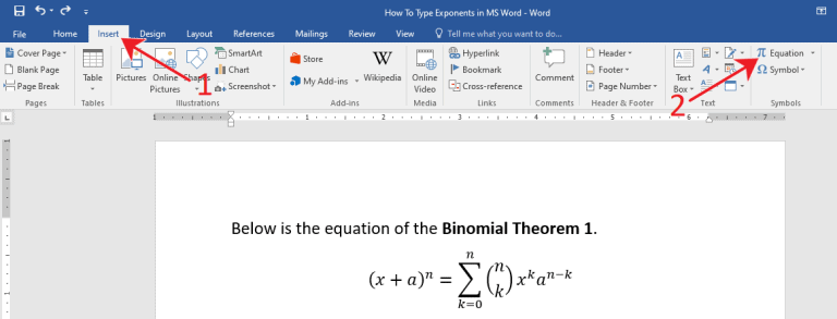 How to type exponents in MS Word - OfficeBeginner