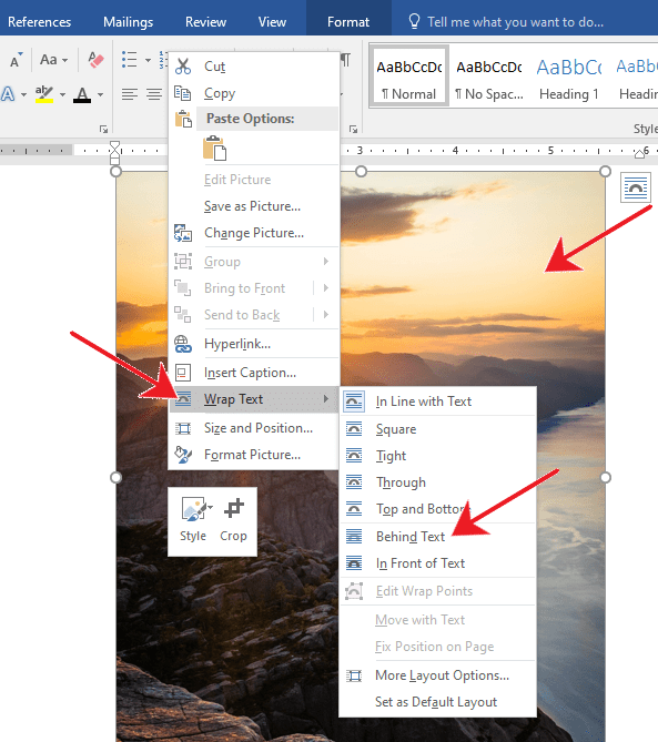 how to add picture in background in ms word