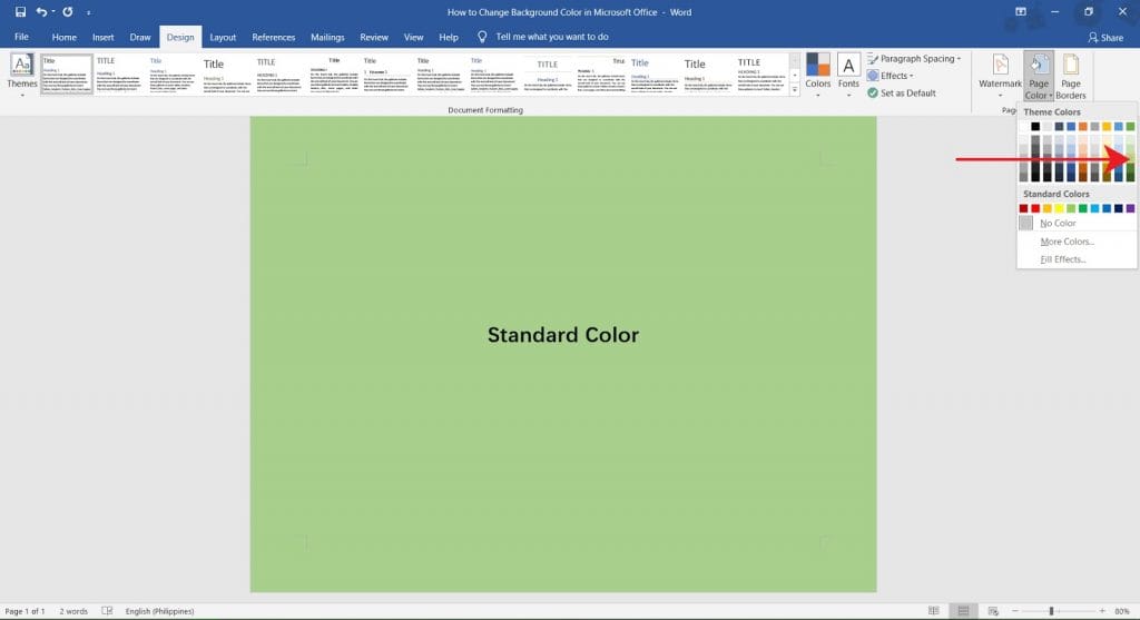 How to change background color in MS Word - OfficeBeginner