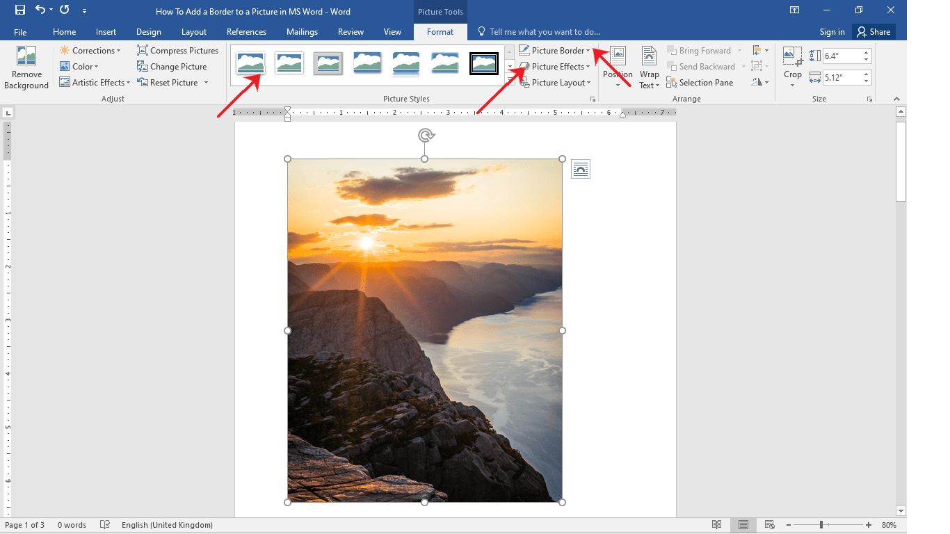 How to add border to a picture in word. OfficeBeginner