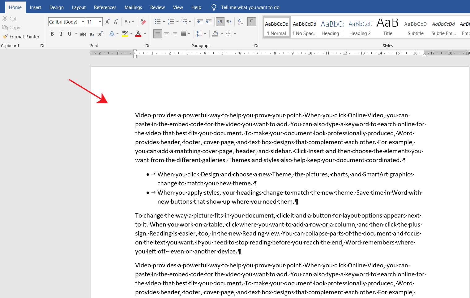 How to show formatting marks in MS Word - OfficeBeginner