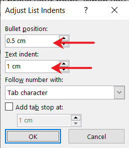 Change bullet spacing in MS word 