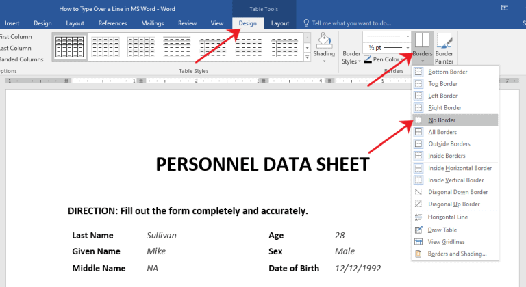 How to Type Over a Line in MS Word - OfficeBeginner