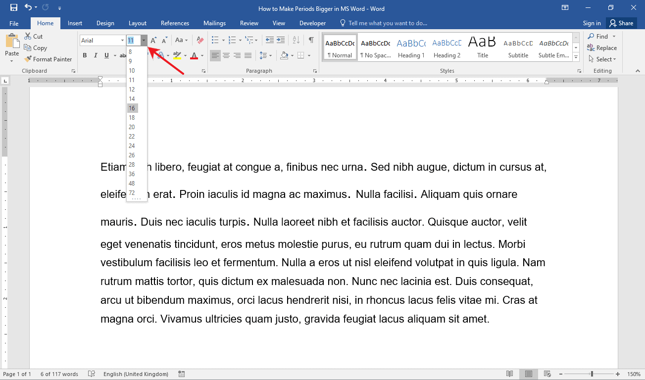How to Make Periods Bigger in MS Word OfficeBeginner