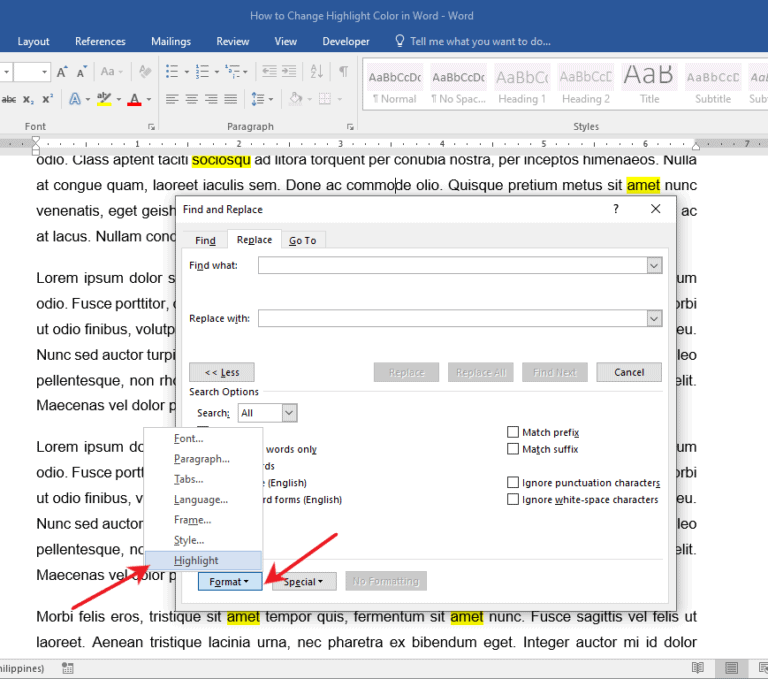 How to change the highlight color in MS Word - OfficeBeginner