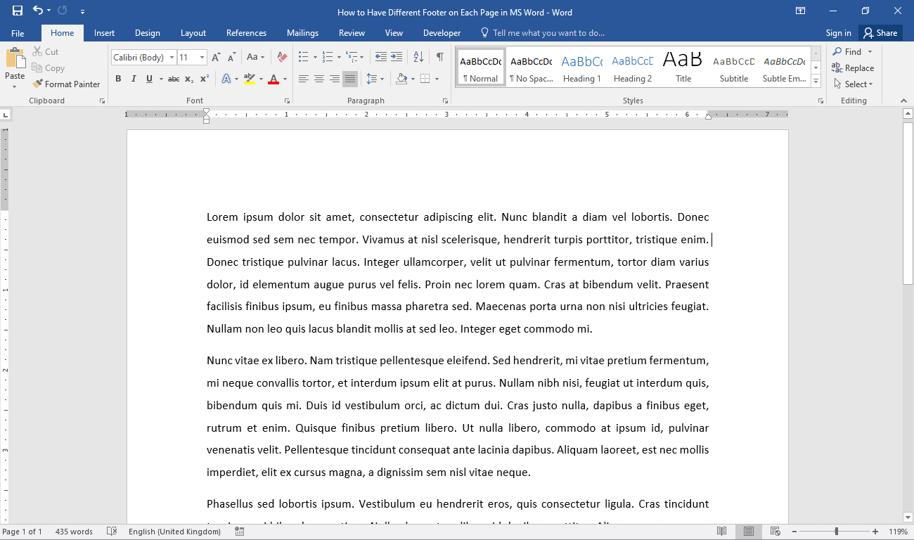 How to Have a Different Footer on Each Page in MS Word - OfficeBeginner