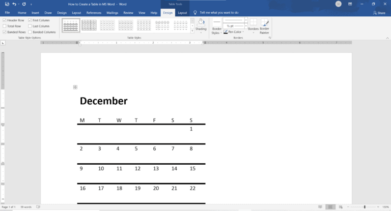How to create a table in MS Word - OfficeBeginner