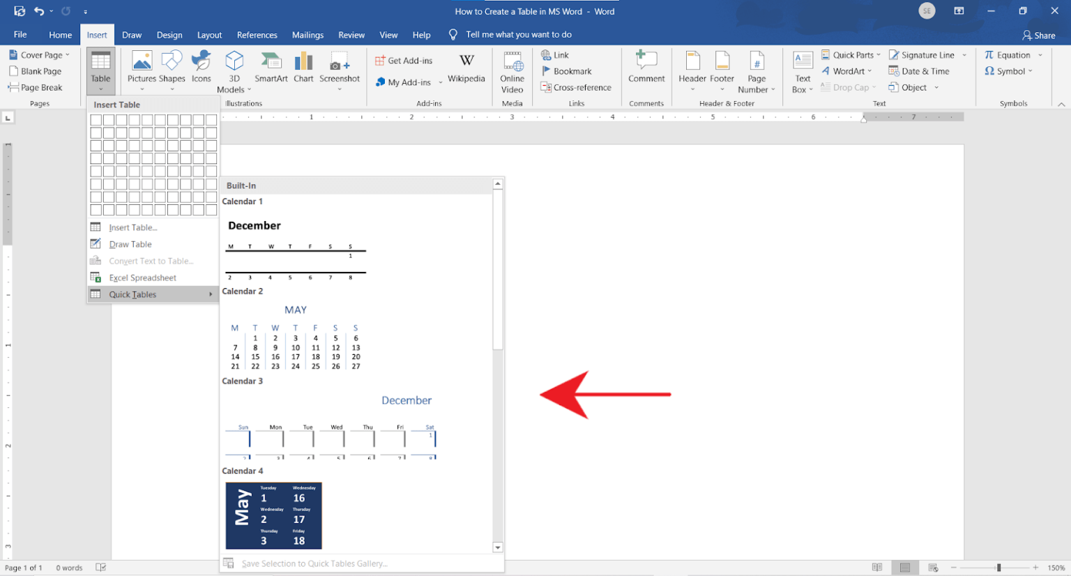 How to create a table in MS Word - OfficeBeginner