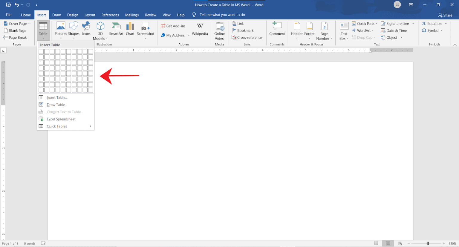 How to create a table in MS Word - OfficeBeginner