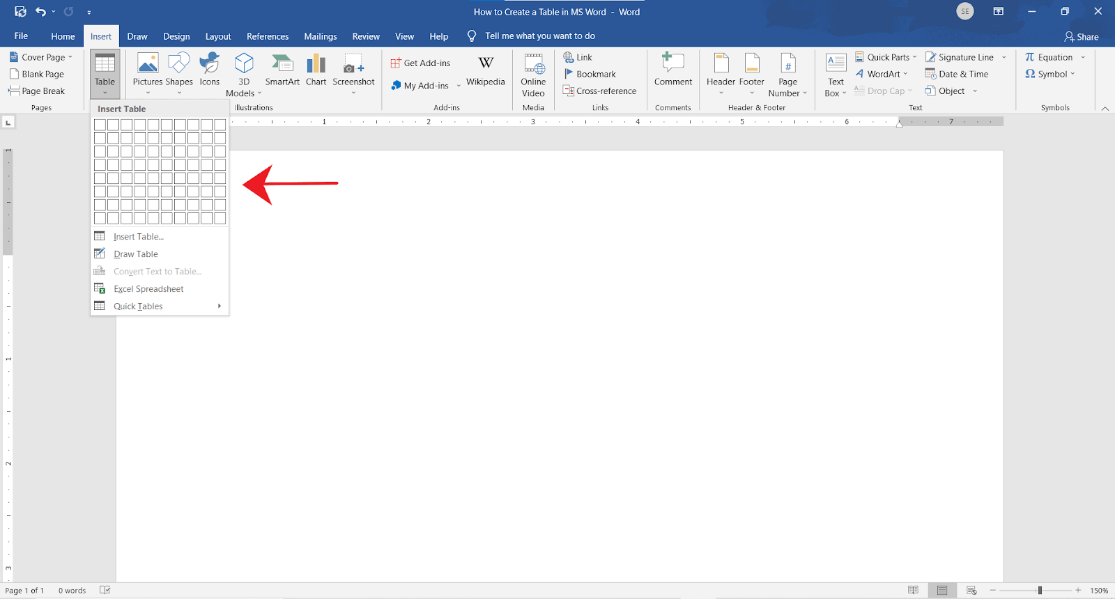 How to create a table in MS Word - OfficeBeginner
