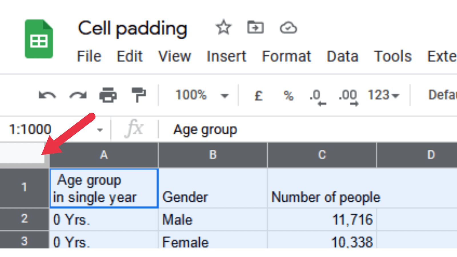How to Change Cell Padding in Google Sheets - OfficeBeginner