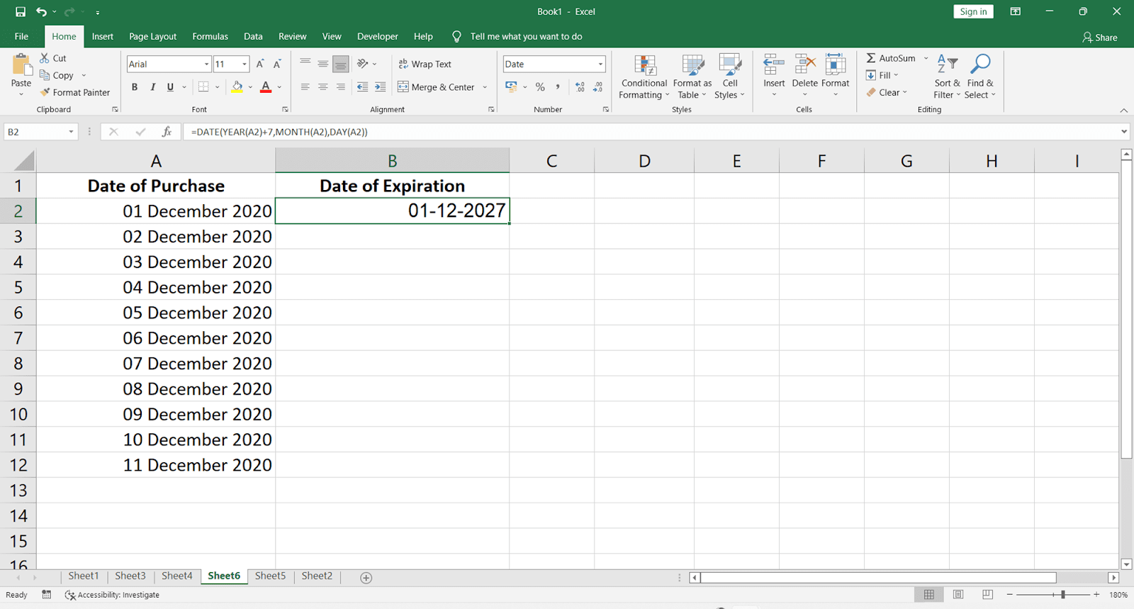 How to Add Years to a Date in MS Excel - OfficeBeginner