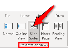 change presentation view to slide sorter