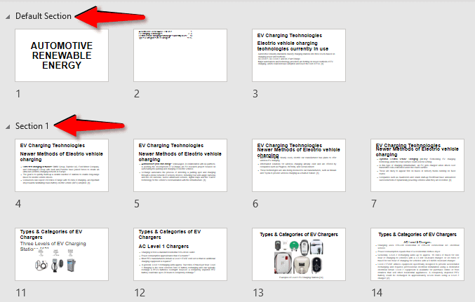 display presentation in slide sorter view