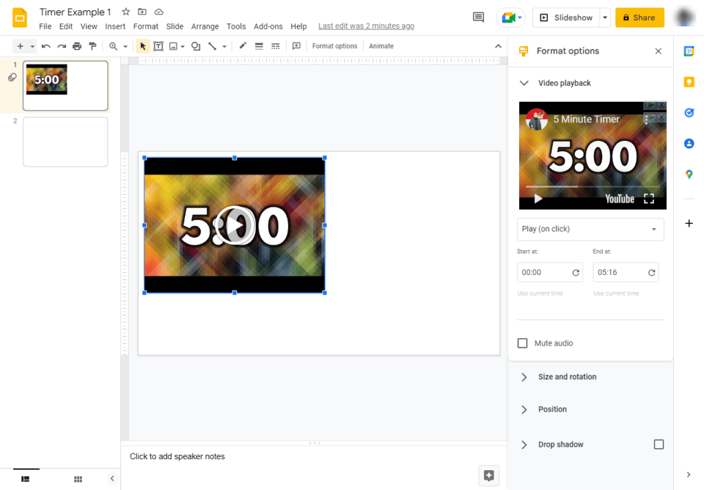 google slide presentation timer