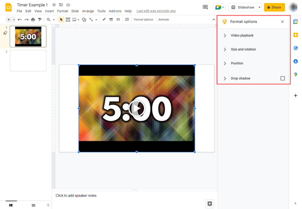 timer for google slides presentation